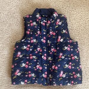 GAP Kids Floral Puffer Vest - Navy and Pink